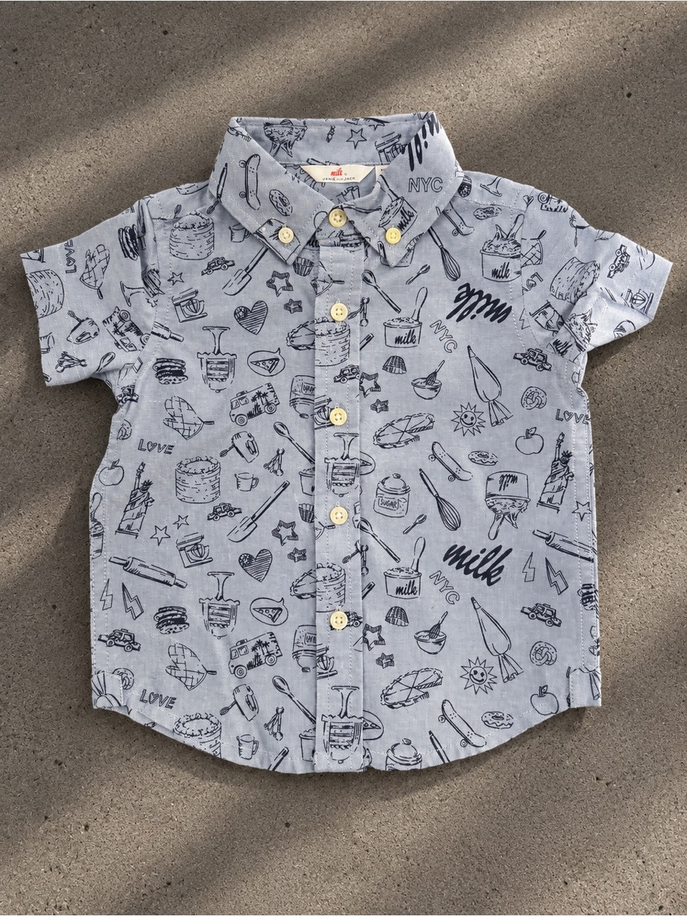 Milk x Janie & Jack Light Blue Short-Sleeve Button-Up Shirt for Kids